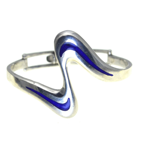 Bijuterii de colectie - Bratara argint vintage italiana, email Royal Blue A Vintage Collection