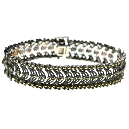 REDUCERI - Bratara argint vintage marcasite design minimalist stil art deco