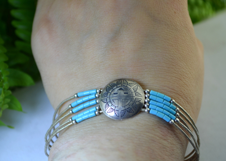 Bratara argint vintage Navajo, design de tip Liquid [1]