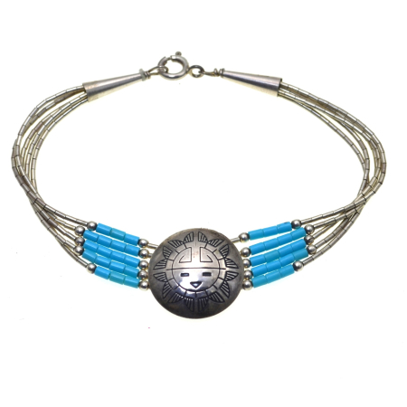 Pietre semipretioase si pretioase - Bratara argint vintage Navajo, design de tip Liquid