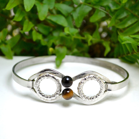 Bratara argint vintage, Ochi de tigru, semnata A Vintage Collection [3]