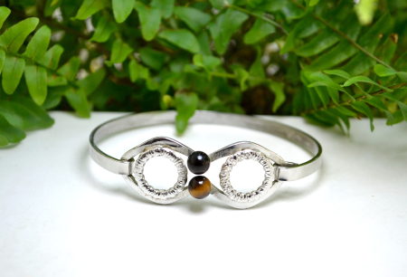 Bratara argint vintage, Ochi de tigru, semnata A Vintage Collection [3]