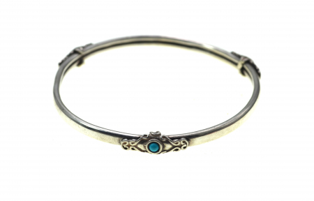 Bratara argint vintage pentru antebrat model etnic Bangle turcoaze perioada coloniala india [0]