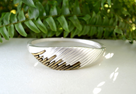 Bratara argint vintage stil modernist textura satinata Matte Finish bronz designer Günthner colectia Charisma [3]