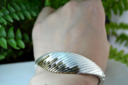 Bratara argint vintage stil modernist textura satinata Matte Finish bronz designer Günthner colectia Charisma [1]