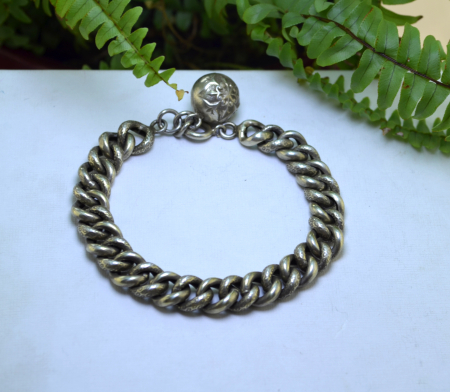 Bratara argint victoriana Chainmaille, charm norocos [3]