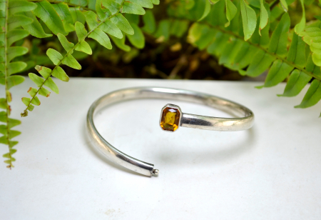 Bratara argint interbelica antica veche Art Deco Bohemian Cognac Crystal design geometric minimalist [3]