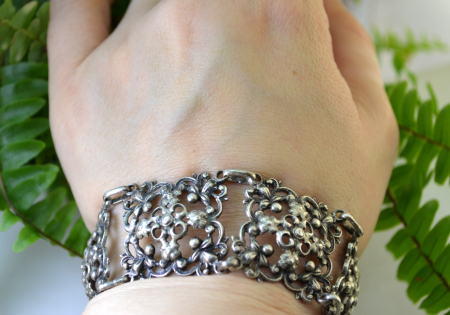 Bratara argint interbelica, design Neobaroc [3]