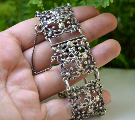 Bratara argint interbelica, design Neobaroc [1]