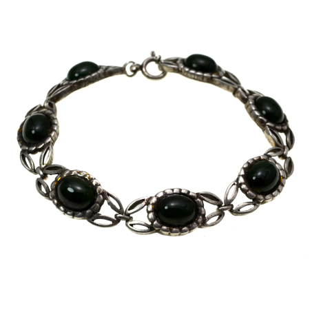 Bratari argint - Bratara din argint vintage Calcedonie verde design modernist