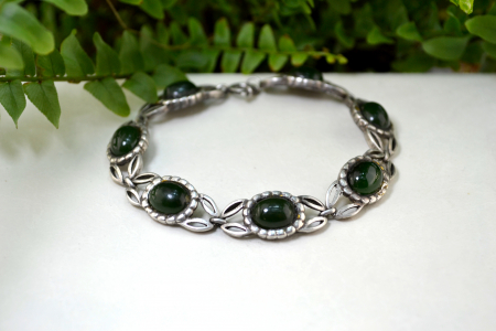 Bratara din argint vintage Calcedonie verde design modernist [3]