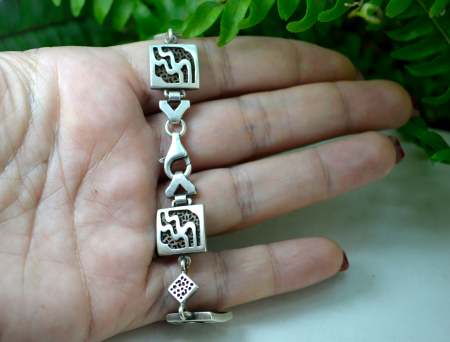 Bratara argint vintage design modernist semnata atelier polonez [2]