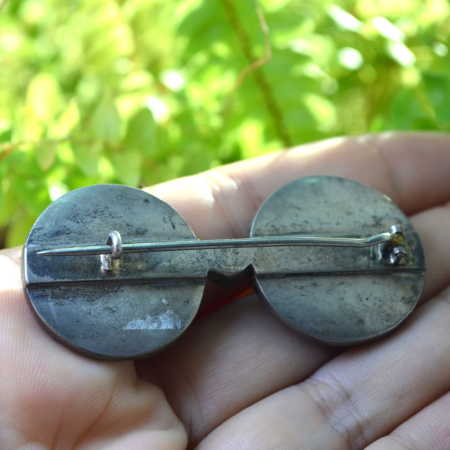 Brosa antica argint, Black Sardonix si opal [2]