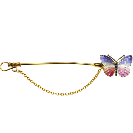 REDUCERI - Brosa argint aurit email vintage, Fluture  A Vintage Collection