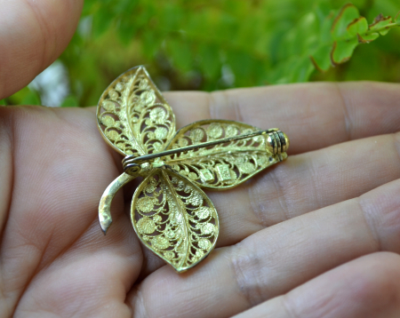 Brosa argint aurit filigran, model "Frunza" [2]