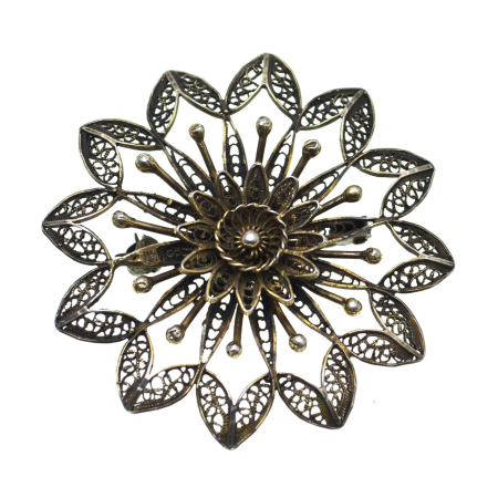 REDUCERI - Brosa argint aurit filigran vintage Italian A Vintage Collection