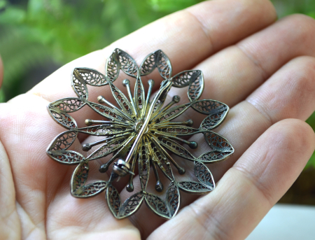 Brosa argint aurit filigran vintage Italian A Vintage Collection [2]