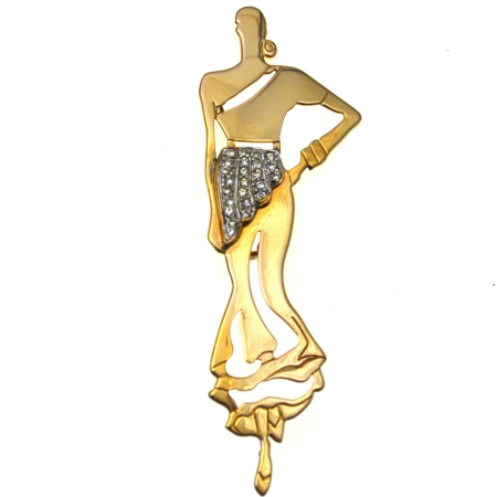Brose argint - Brosa argint aurit Lady, semnata Menegatti A Vintage Collection