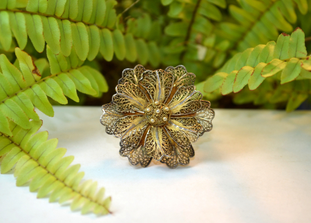 Brosa argint aurit vermeil model floare filigran atelier italian [1]