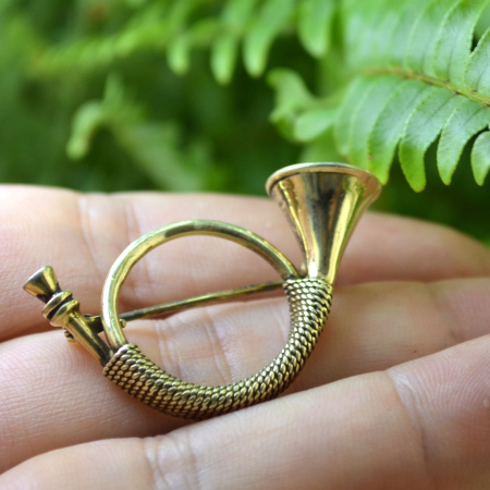 Brosa argint aurit vintage Hunting Horn [1]