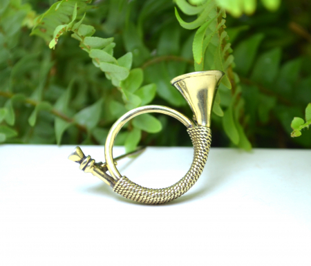 Brosa argint aurit vintage Hunting Horn [3]