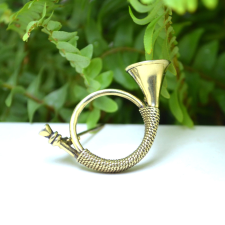 Brosa argint aurit vintage Hunting Horn [3]