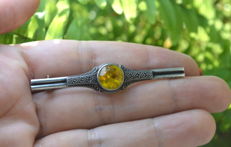 Brosa argint autentica Art Deco, Citrine Crystal [1]
