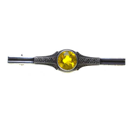 Bijuterii de colectie - Brosa argint autentica Art Deco, Citrine Crystal