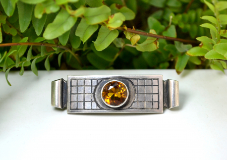 Brosa argint autentica Art Deco decorata Citrin natural [3]