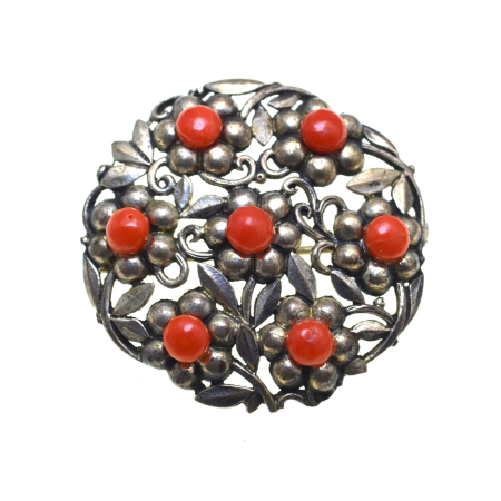 REDUCERI - Brosa argint coral Jugendstil austriac A Vintage Collection