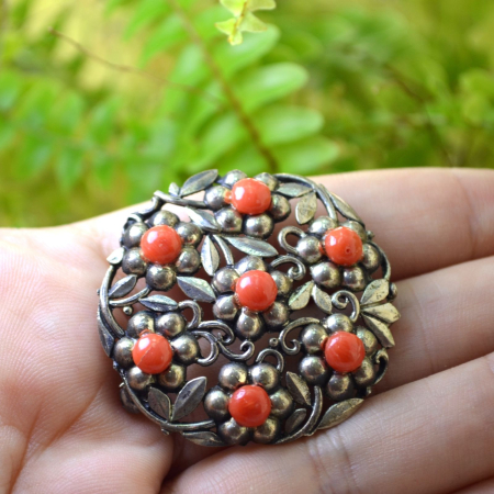 Brosa argint coral Jugendstil austriac A Vintage Collection [1]