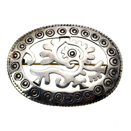 Brose argint - Brosa argint etnica personaj mitic maimuta azteca Ozomatli atelier mexic