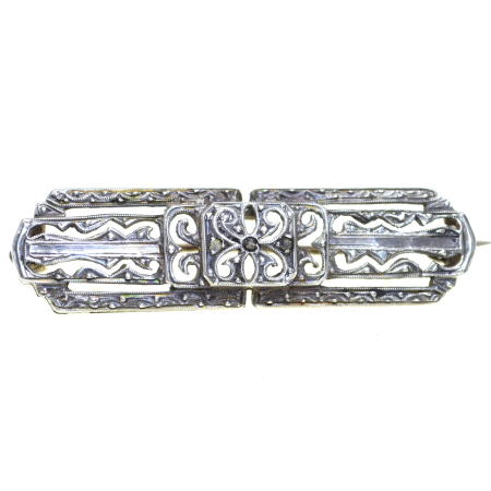 Brose argint - Brosa argint interbelica Art Deco