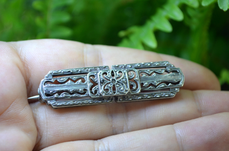 Brosa argint interbelica Art Deco [1]