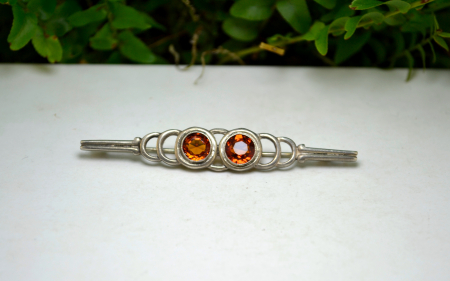 Brosa argint interbelica Cognac Czech Crystal cristale Bohemia lucrata manual stil minimalist Art Deco [3]