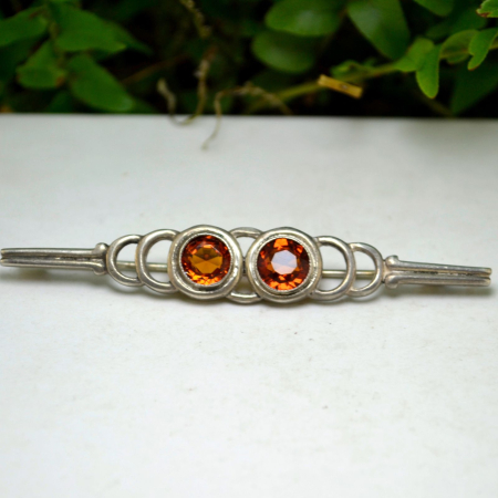 Brosa argint interbelica Cognac Czech Crystal cristale Bohemia lucrata manual stil minimalist Art Deco [3]