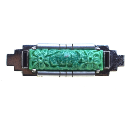 Brose argint - Brosa argint interbelica, Peking Jade Glass