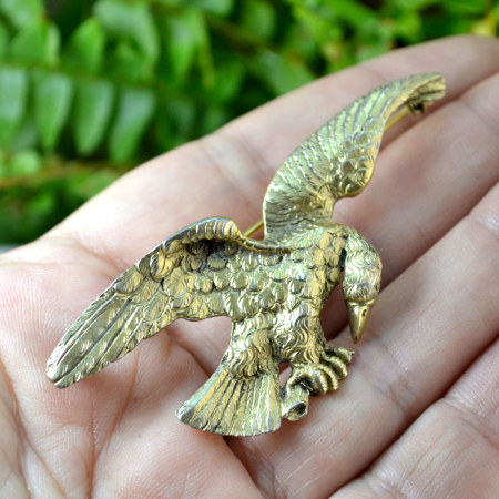 Brosa argint masiv aurit vintage vermeil model Eagle Vultur [1]