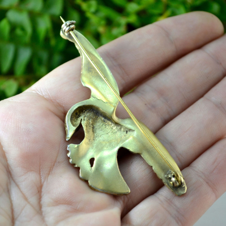 Brosa argint masiv aurit vintage vermeil model Eagle Vultur [2]