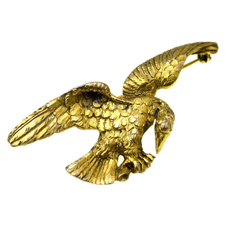 Brose argint - Brosa argint masiv aurit vintage vermeil model Eagle Vultur