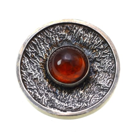 Brose argint - Brosa argint masiv Mid-Century chihlimbar Marea Baltica design modernist stil brutalist