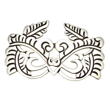 REDUCERI - Brosa argint masiv vintage model etnic lucrata manual Mexico ultura Maya semnata atelier local