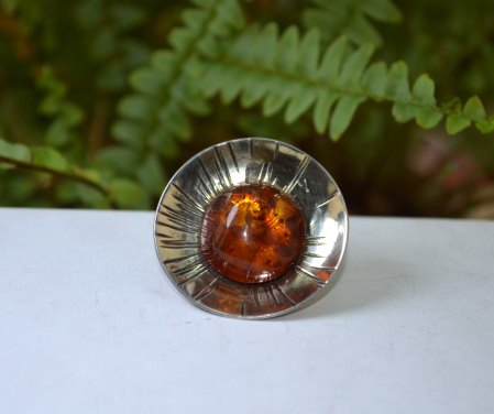 Brosa argint Mid-Century cu chihlimbar [4]