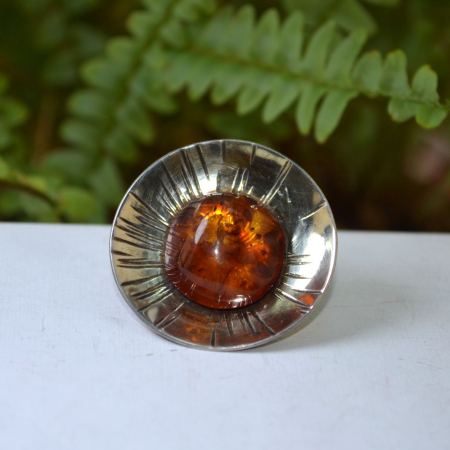 Brosa argint Mid-Century cu chihlimbar [3]