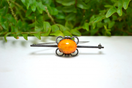 Brosa argint Mid century decorata Lucite like Amber design modernist scandinav [3]