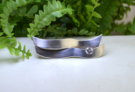 Brosa argint Mid-Century, design geometric [3]