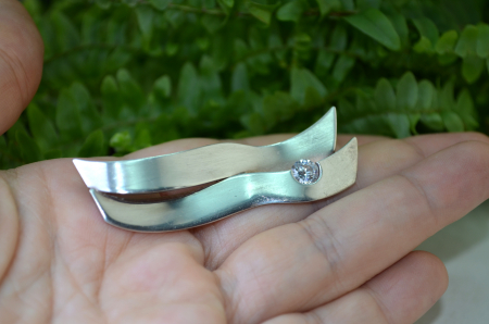 Brosa argint Mid-Century, design geometric [1]