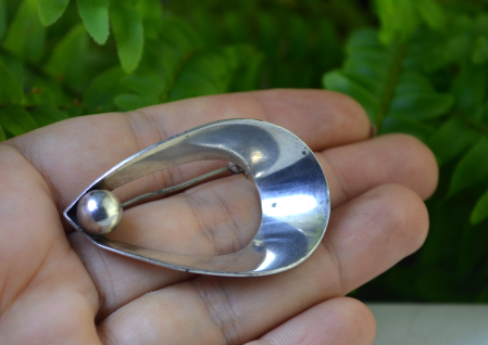 Brosa argint Mid-Century, designer danez [1]