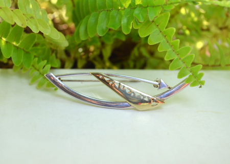 Brosa argint Mid-Century, elemente aurite [3]