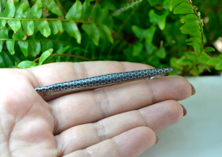 Brosa argint Mid-century email negru tehnica Niello model modernist geometric [1]